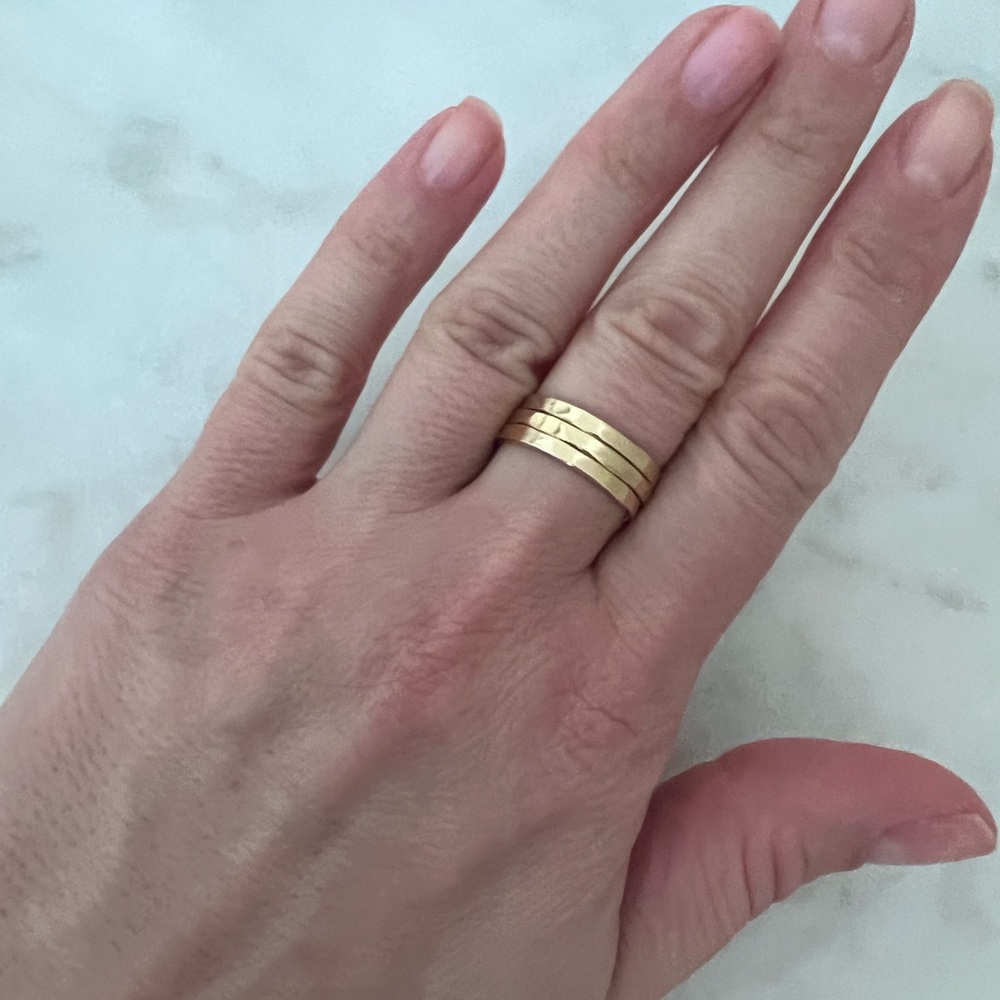 Set of 3 2mm 14 Gold Filled Hammered Rings Bands sz 7